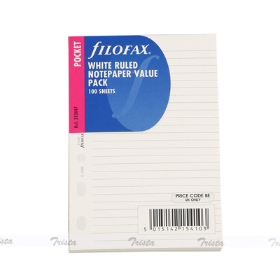 Filofax Pocket Size White Ruled Notepaper Value Pack Refill Insert - 213047