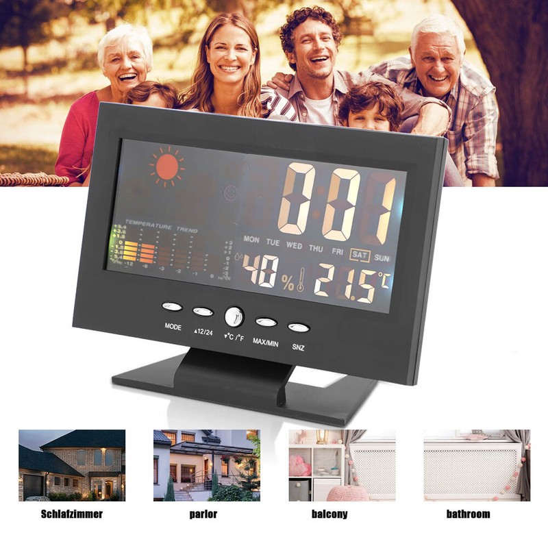 LCD Digital Funk Wetterstation Mit Große Farbdisplay Außensensor Digitale Wecker