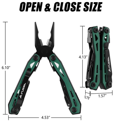FLISSA 16-in-1 Multi Tool Pliers Stainless Steel Multitool Pocket Knife w/Pouch