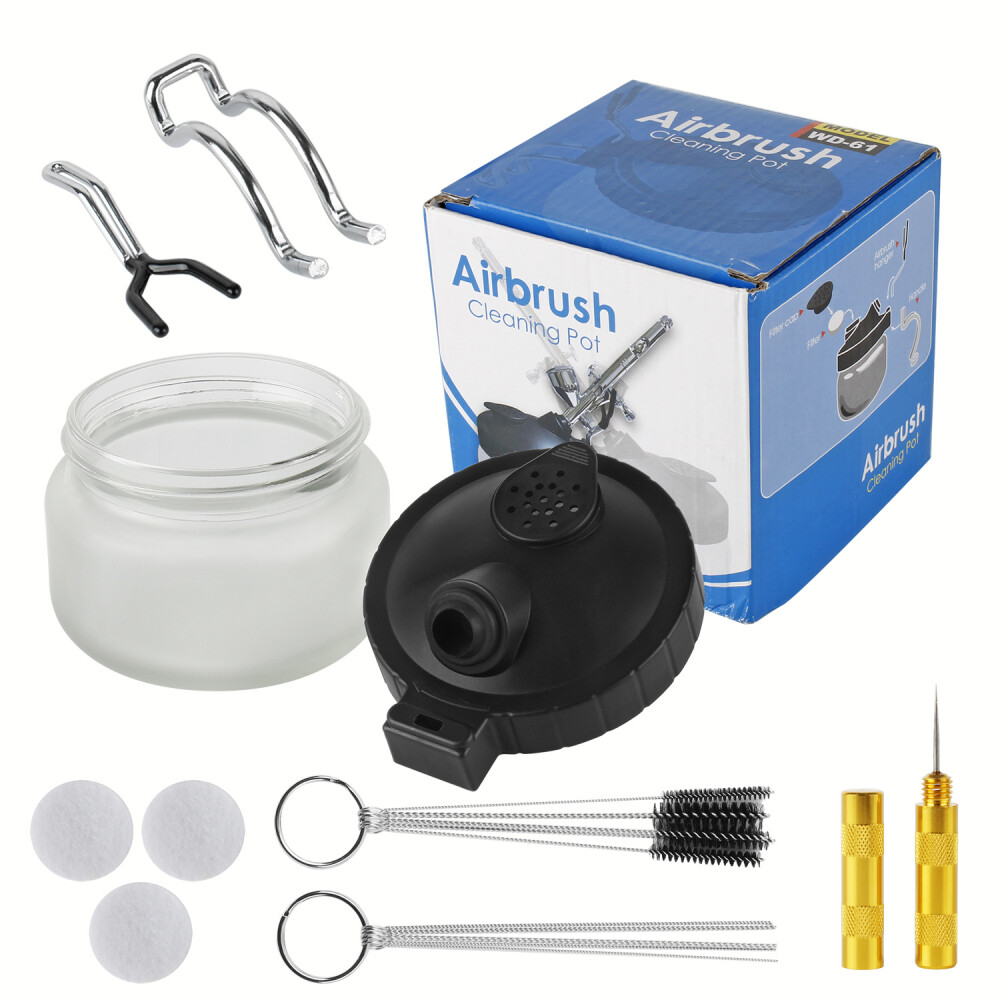 Airbrush Reinigung Set Zubehör Set Cleaning Pot Bürsten Nadeln  Düsenwerkzeug DE