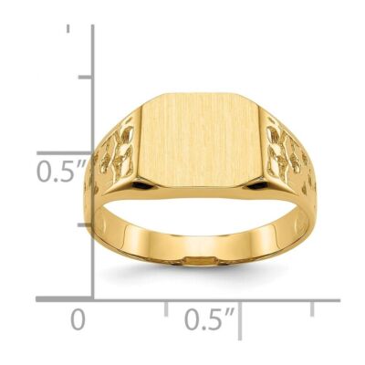 Pre-owned Diamond2deal 10k Yellow Gold 9.0x10.5mm Open Back Signet Ring For Mens Size9
