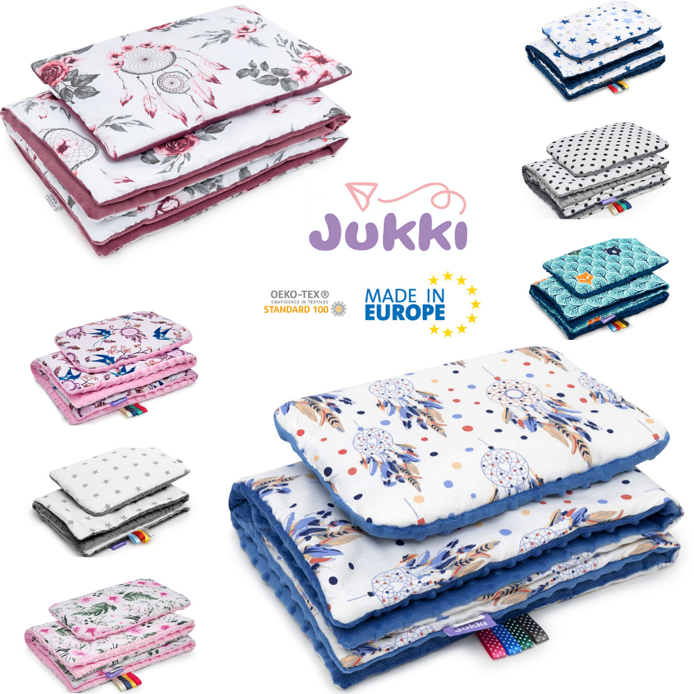 2tlg SET für Kinderwage MINKY Bettwäsche Füllung BabyDecke Kissen für Neugeboren