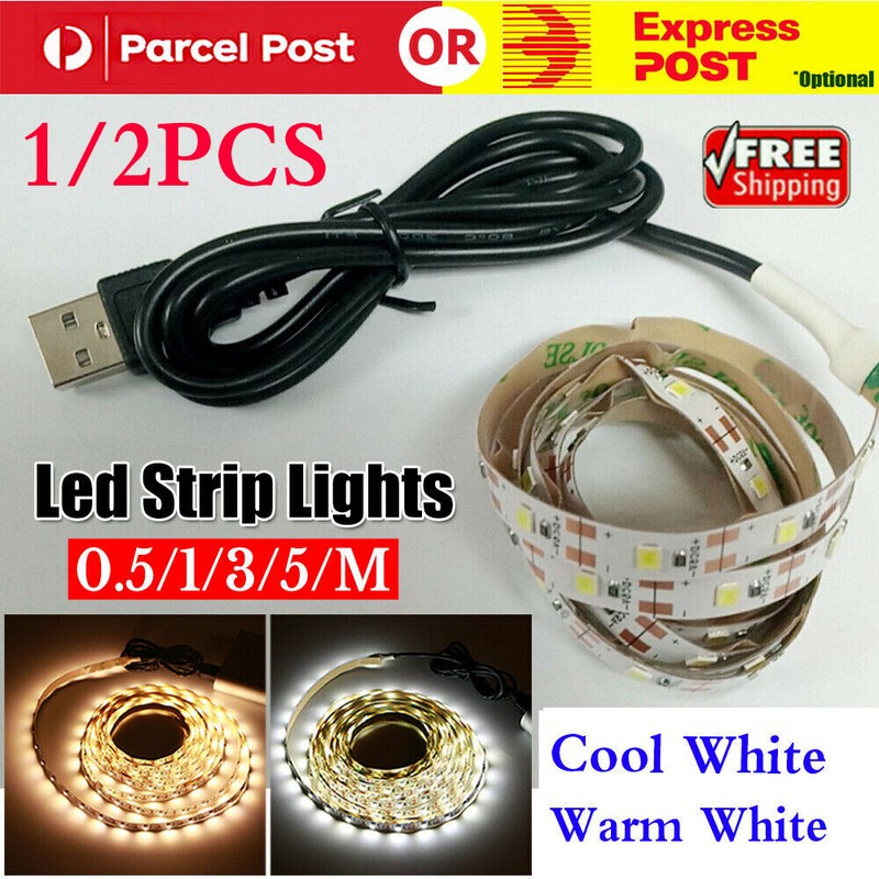 1/2 0.5/1/3/5m 5v Led Strip Lights Cool/Warm White 3528 Smd Led Strips Car Boats