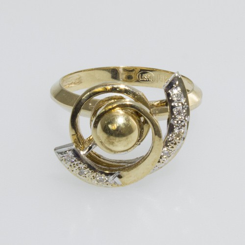 Pre-owned Gems4me Two Swirls Gold Motion Ring - Fl865 In Clear