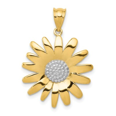 Pre-owned Superdealsforeverything Real 14kt W/rhodium Sunflower Pendant In Yellow