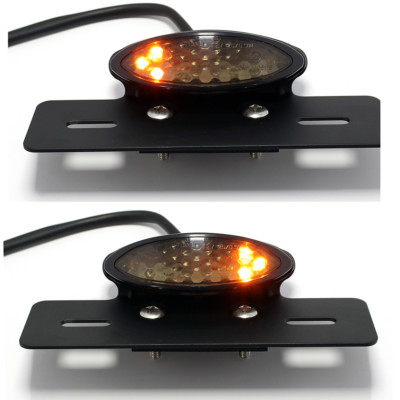 Smoke LED Motorcycle Turn Signal Brake License Plate Integrated Tail Light 12V
