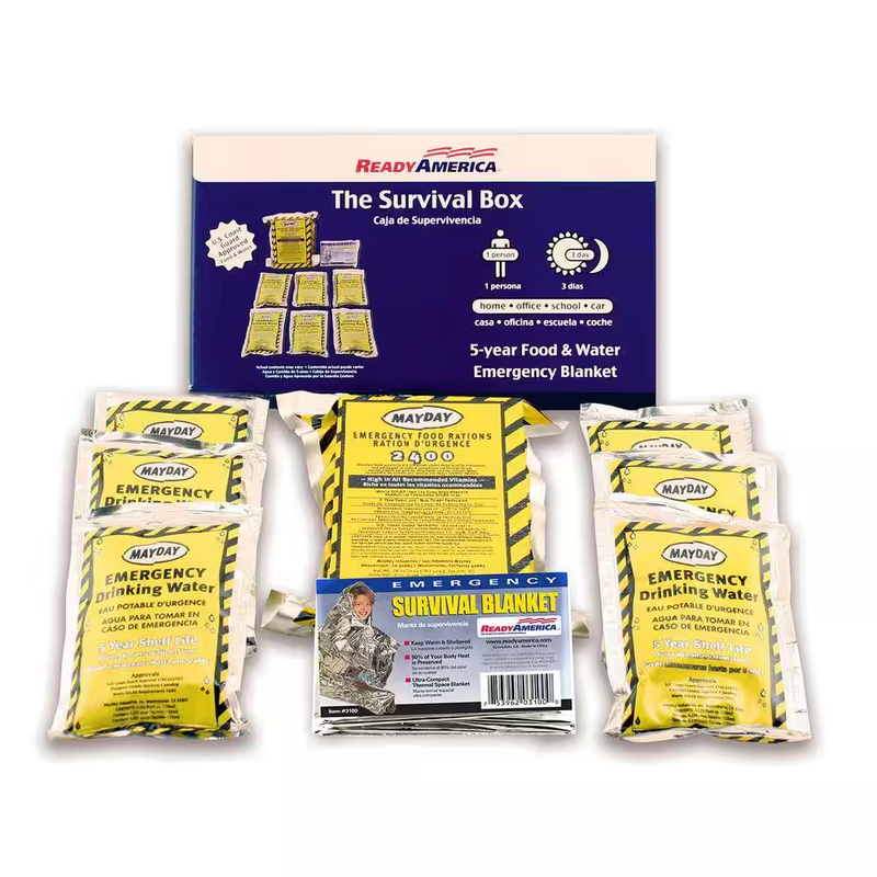 Ready America Survival Kit 3Day 1 Person Emergency Food Water Blanket Safety Set