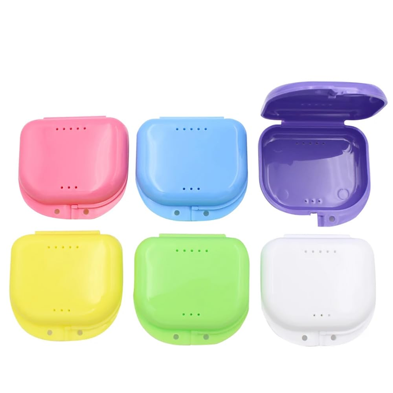 6Pcs Colorful Dental Orthodontic Retainer Container Dental False Teeth Appliance Bath Box Case Mouth Guard Denture Storage Plastic Boxes