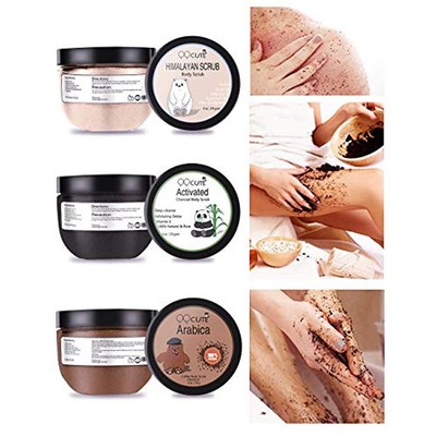 Himalayan Body Scrubs Charcoal Coffee 3 In 1 Set 18 Oz With Essential Oil All To