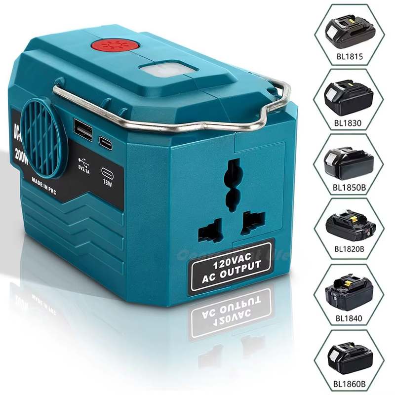 Power Inverter for Makita 18V Battery 200W DC 18V to AC 110-230V Portable Power
