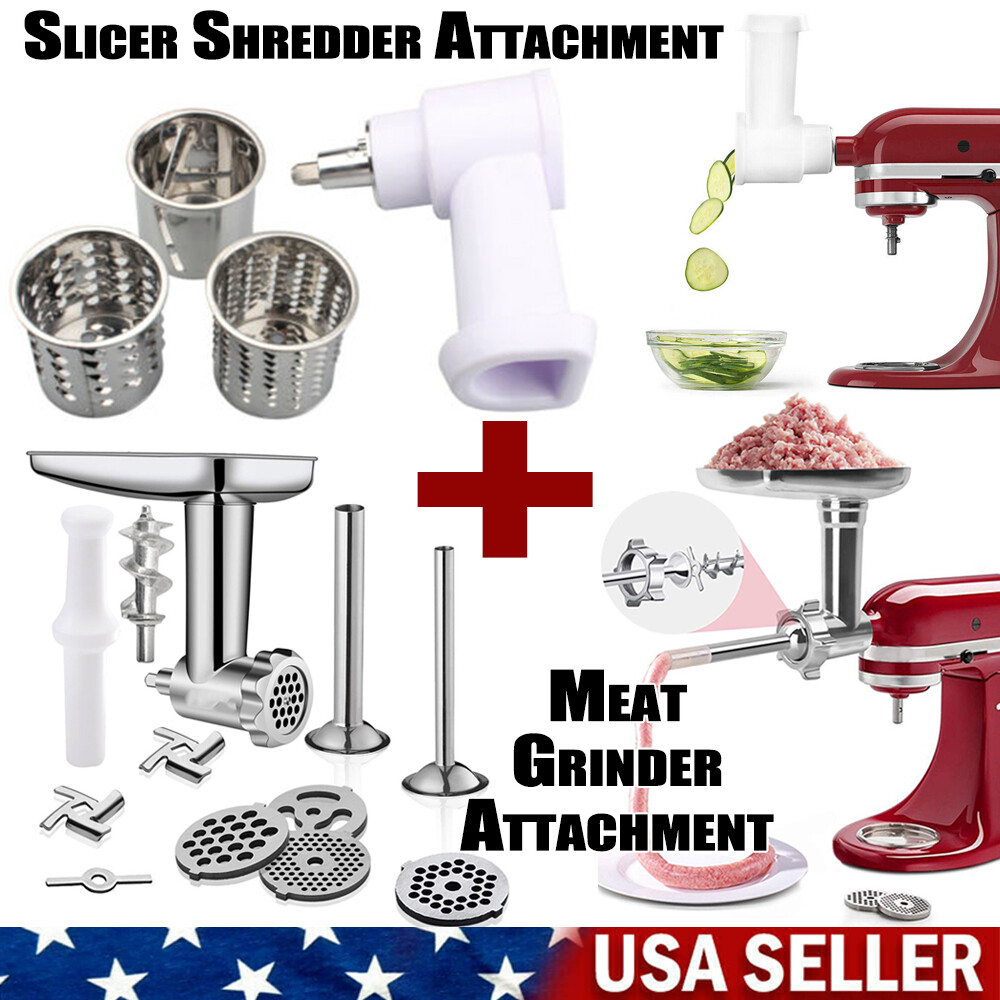 Slicer Shredder & Meat Grinder with Blades Attachment For Kitchenaid Stand Mixer