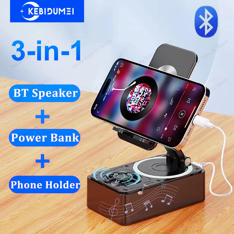 3-in-1 Bluetooth Speaker Phone Power Bank Foldable Wireless Speaker Phone Stand