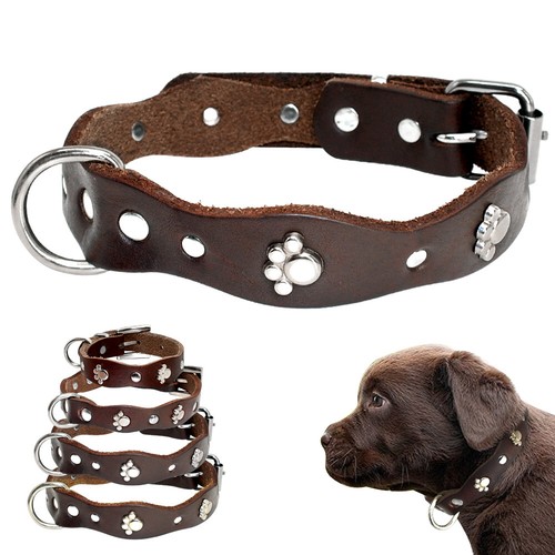 Namsan Hundehalsband Aus PU-Leder Mit Nieten – Verstellbar, In Größe M (ca. 33-38 Cm), Schwarz, Für Kleine Bis Mittlere Hunde Oder Katzen