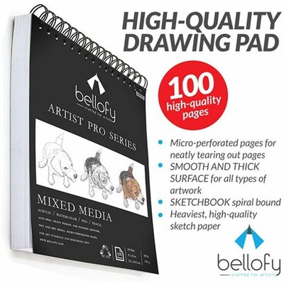 100-Sheet Sketchpad Artist Pro, Watercolor, Acrylic Pad For Sketching, Ink Book,