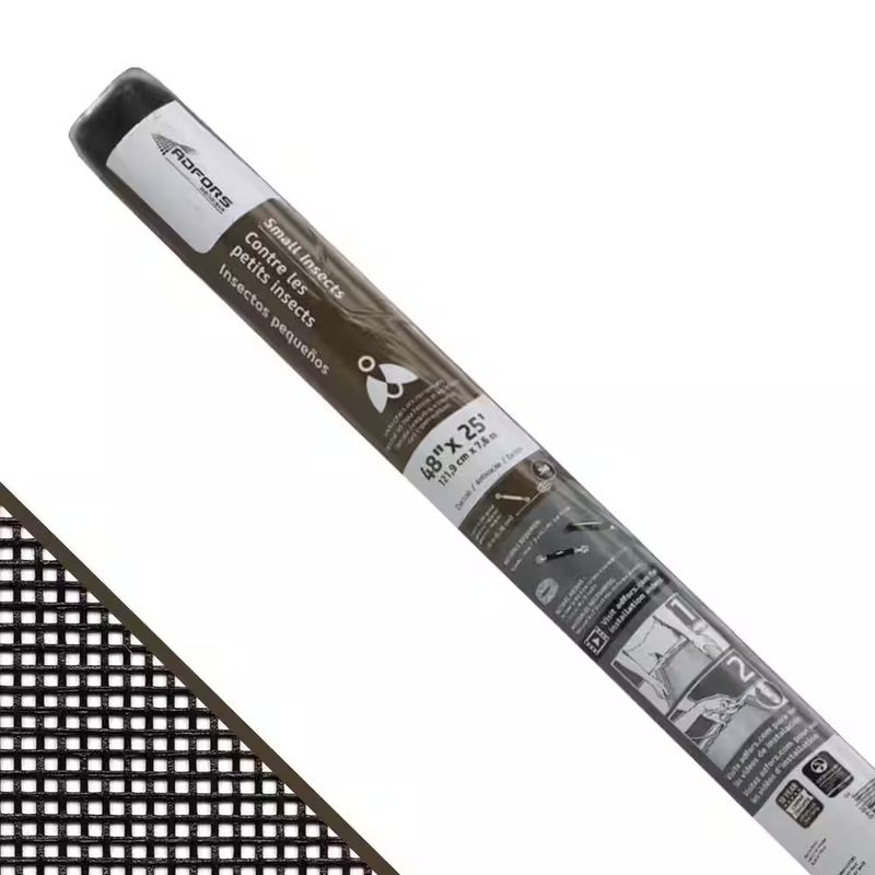 Insect Screen Roll 48x25 Charcoal Fiberglass Small Mesh Window Door Bug Guard