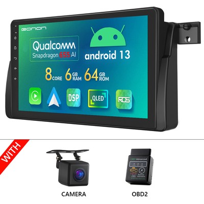 CAM+OBD+For BMW E46 E46A12S 9'' Android 13 8Core Car Stereo GPS Bluetooth CarPlay