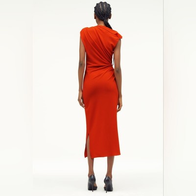 Pre-owned Zara Narciso Rodriguez Rushed Dress Orange Red Midi