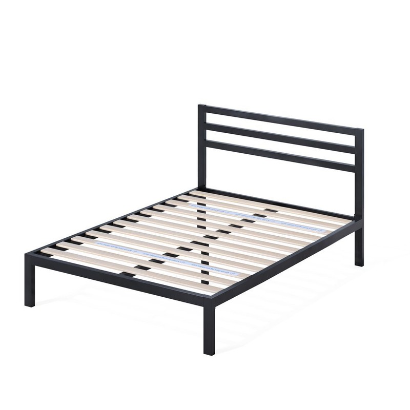 38&rdquo; Metal Platform Bed Frame with Headboard No Box Spring Needed Wood Slats