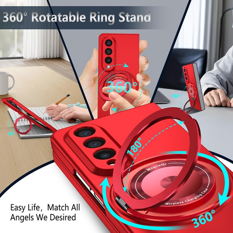 Compatible with Samsung Galaxy Z Fold 4,Magnetic Stand Ring Holder Shockproof Sl