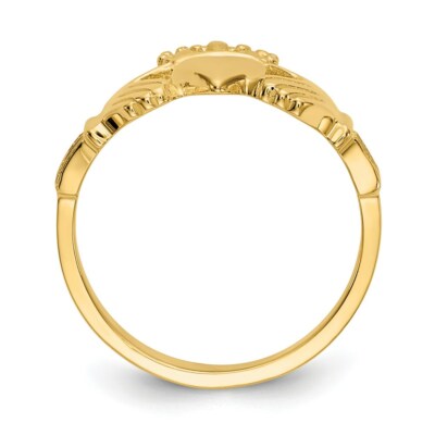 Pre-owned Superdealsforeverything Real 14kt Yellow Gold Polished Claddagh Ring S:6
