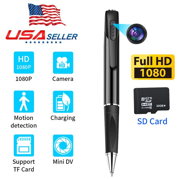 HD 1080P spy pen camera with SD card.