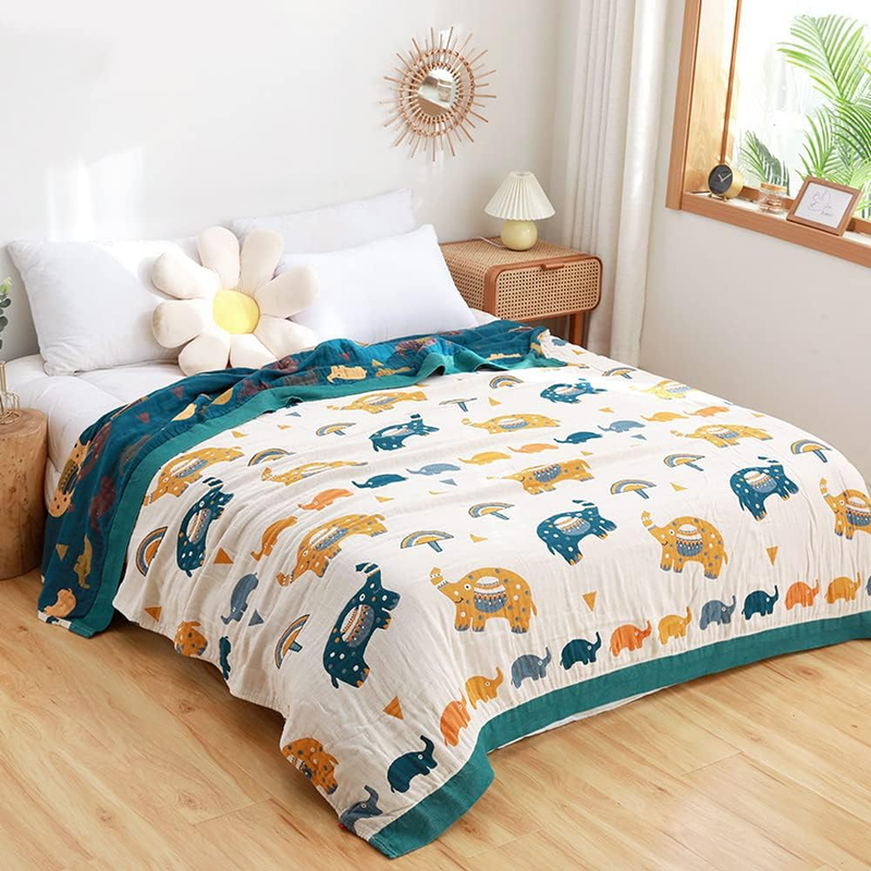 Soft Muslin Throw Blanket For Couch Bed 5-layer Breathable