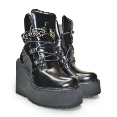 Pre-owned Puma Womens  Sb Wedge Fenty Boot By Rihanna Uk 4 Rare In Black