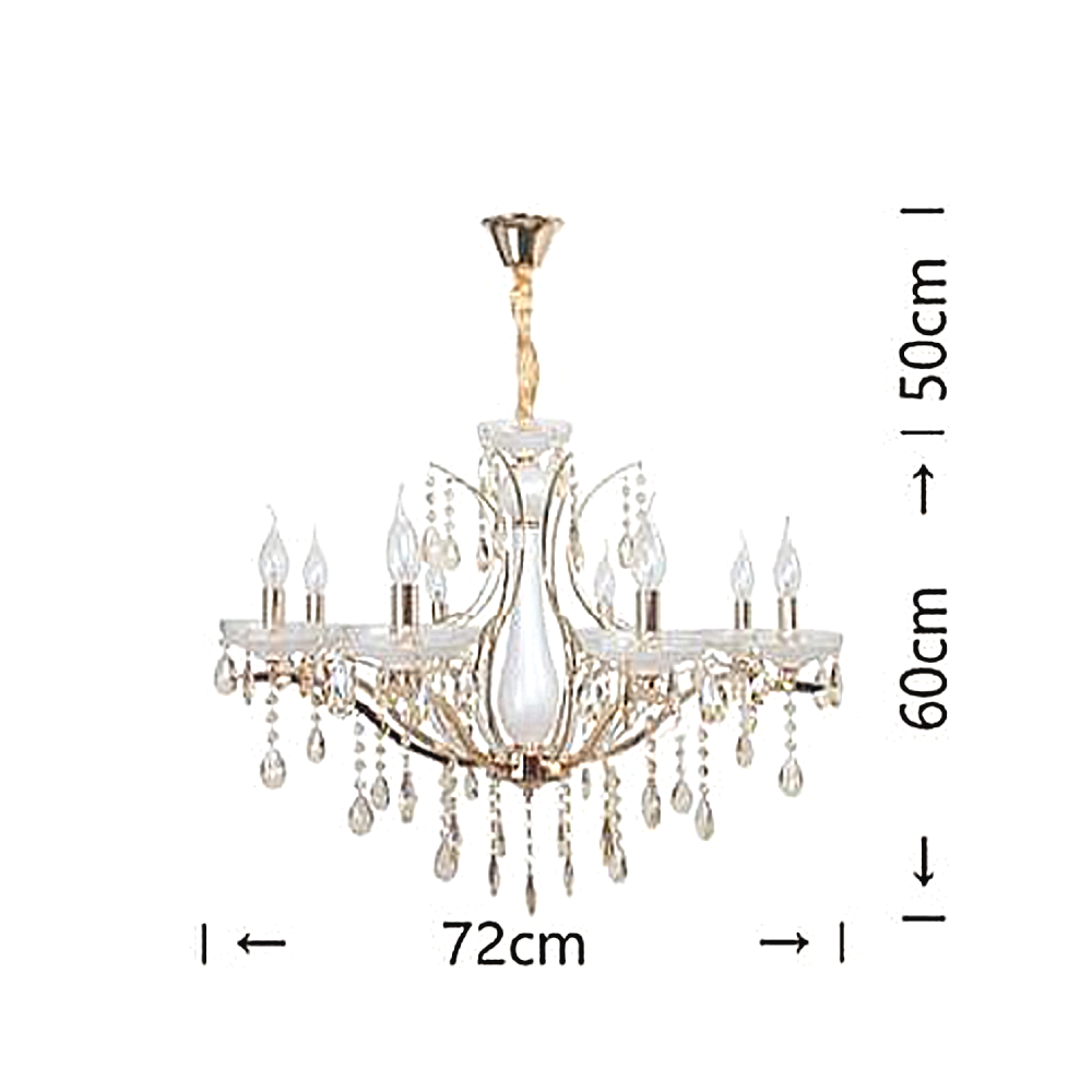 Lampadario da Soffitto Vintage 8 Bracci E14 Cristallo Vetro a Goccia A60-8 uni 1