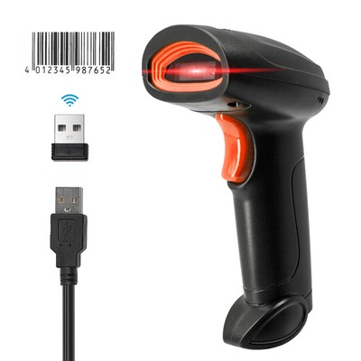 2.4G Wireless & USB Wired Barcode Scanner 1D Digital Printed BarCode Reader D7Y8