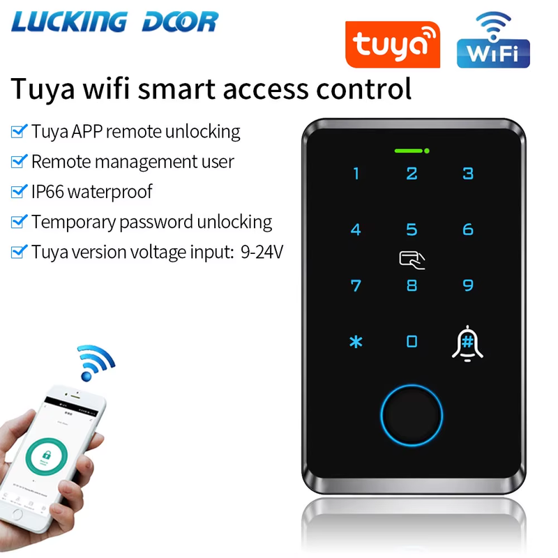 Tuya Wifi Fingerprint Access Control Keypad Outdoor Waterproof Remote Door Opene