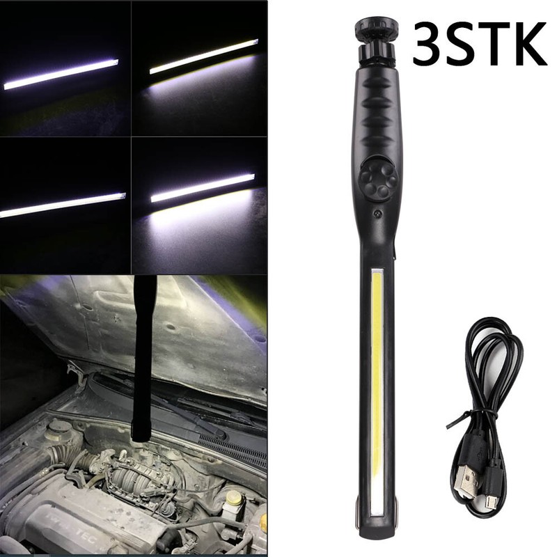 3Stk 3000mA COB LED KFZ Arbeitsleuchte Akku Werkstattlampe Handlampe Magnet