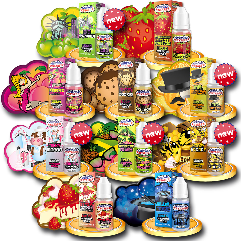 AMERICAN STARS 5er-SPARPAKET 5x 10ml E Liquid E Zigarette 14 Aromen Made in EU