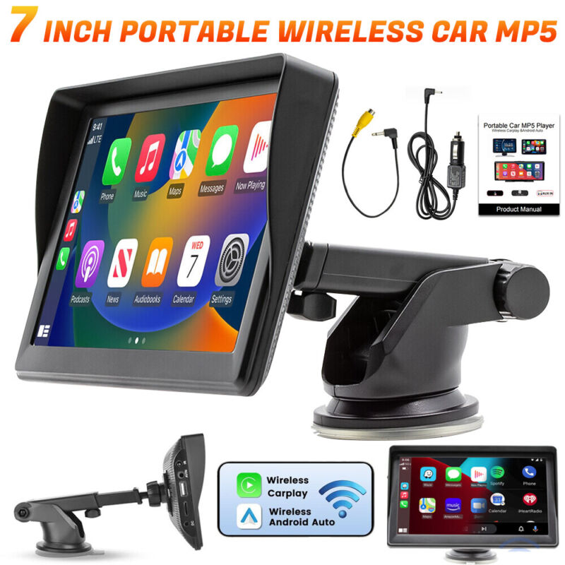 7'' Portable Wireless Apple Carplay Android Auto Touch Screen Car Radio Stereo