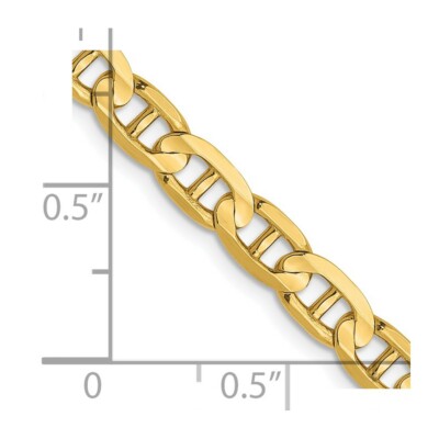Pre-owned Skyjewelers Real 14kt Yellow Gold 4.5mm Concave Anchor Chain; 20 Inch; Lobster Clasp