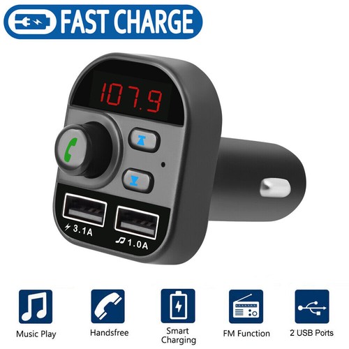Bluetooth 5.0 Car Wireless FM Transmitter Adapter 2 USB Char
