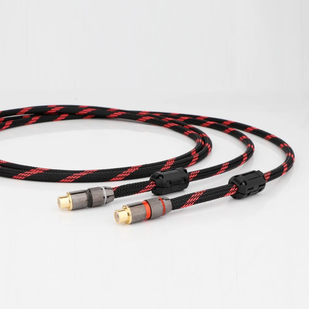 Pair OFC Shielded Dual-RCA Male to Female Extension Hifi Audio Cable Line