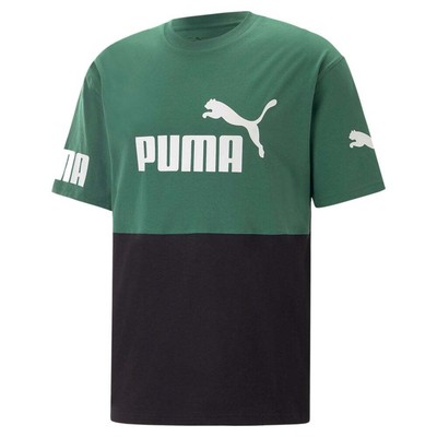 

Футболка Puma Power Colorblock с круглым вырезом и коротким рукавом, мужские повседневные топы размера, Зеленый, Puma Power Colorblock Crew Neck Short Sleeve T-Shirt