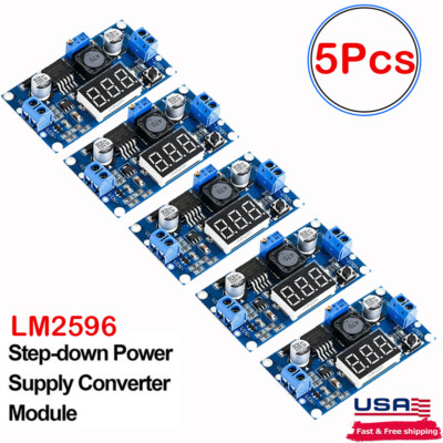 DC-DC Step Down Power Supply Module LM2596 LED 2.5-40V IN 2.5-40V Out ino 5Pcs