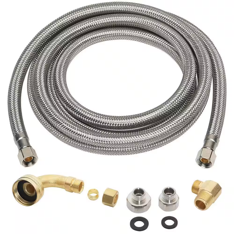 Everbilt Dishwasher Connector Hose 3/8 Comp Stainless Steel 96 in Universal Kit