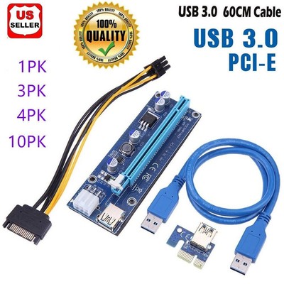 Ethereum PCI-E 1x to 16x Powered USB3.0 GPU Riser Extender Adapter Card VER 009s