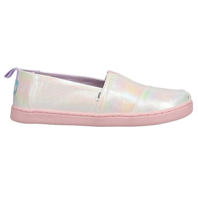 

TOMS Alpargata Радужные слипоны на плоской подошве для девочек, белые повседневные туфли на плоской подошве 10017771T, Белый, TOMS Alpargata Iridescent Slip On Youth