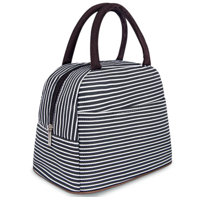 Women Men Cooler Insulated Stripe Picnic Lunch Bag Portable Box...