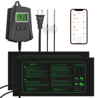 2Pcs Seedling Heat Mat With Digital Thermostat Seed Germination Brewing Reptiles