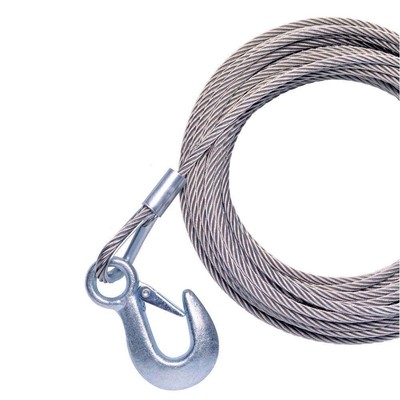 Powerwinch Cable 7/32'' x 25' Universal Premium Replacement w/Hook - Stainless...