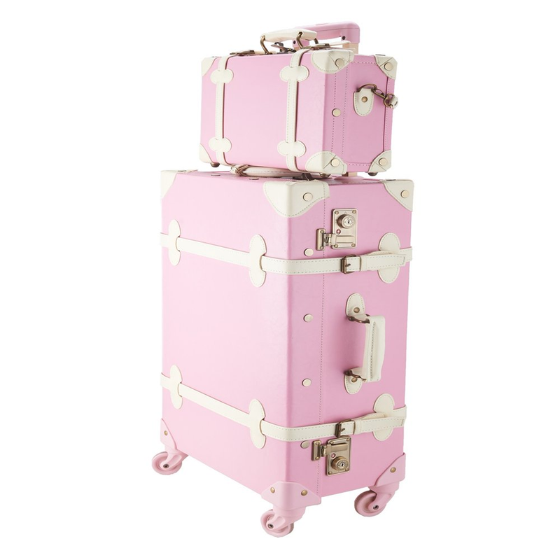 Old Fashioned Trolley Suitcase and Hand Bag Set with TSA Locks Essential Luggage