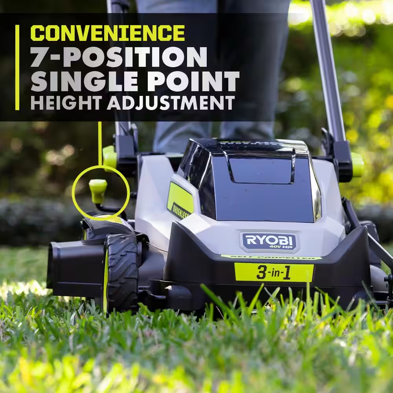40V HP Brushless 20 In. Cordless Battery Walk behind Push Mower, String Trimmer,