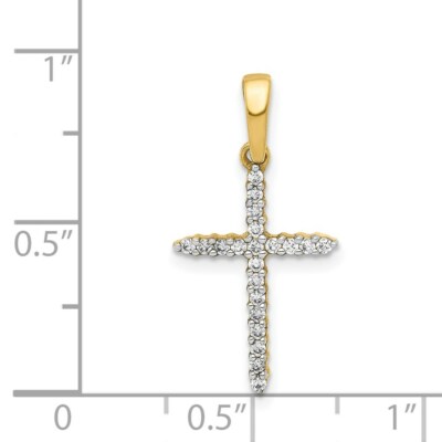 Pre-owned Superdealsforeverything Real 14kt Yellow Gold 1/6ct. Diamond Cross Pendant