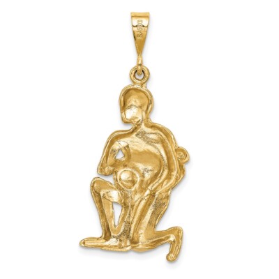 Pre-owned Superdealsforeverything Real 10kt Yellow Gold Satin Aquarius Zodiac Charm