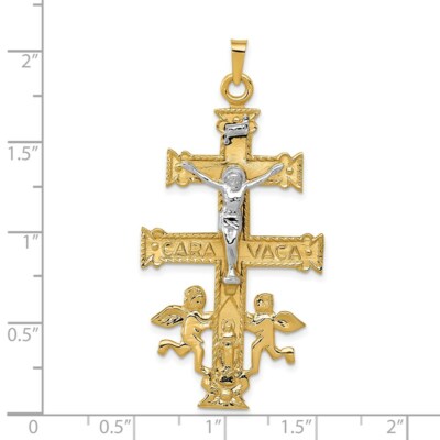 Pre-owned Skyjewelers Real 14kt Two-tone Cara Vaca Crucifix Pendant