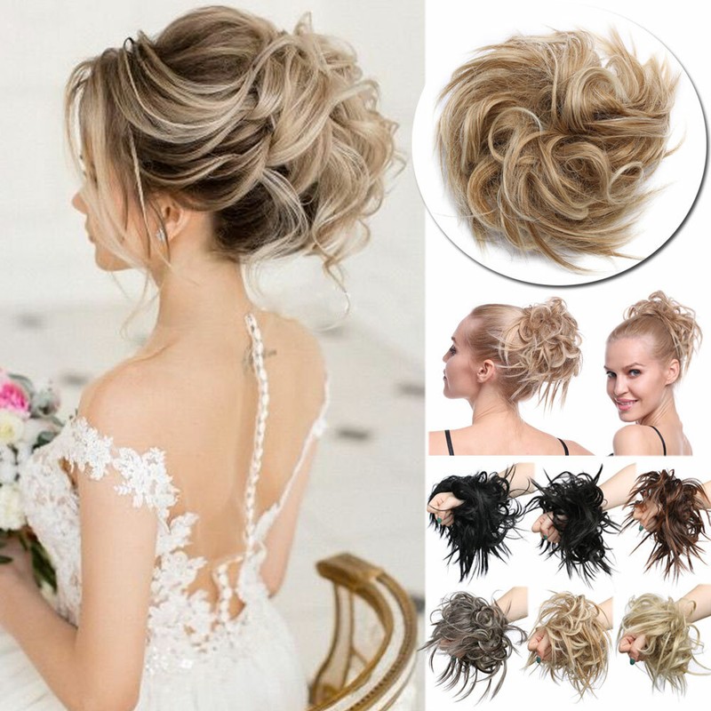 Real Thick Messy Hair Scrunchie Wrap On Chignon Bun 100 Natural As